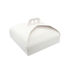 Caja para tarta blanca con asa 24 x 24 x 13 cm