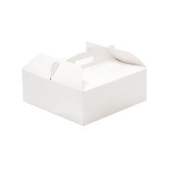 Caja para tarta blanca con asa 26 x 26 x 10 cm - Decora
