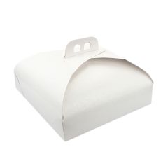 Caja para tarta blanca con asa 28 x 28 x 14 cm
