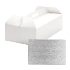 Caja para tarta blanca con asa y cake drum 31 x 16 x 12 cm - Decora