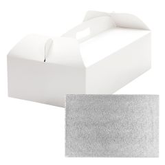 Caja para tarta blanca con asa y cake drum 36 x 21 x 12 cm - Decora