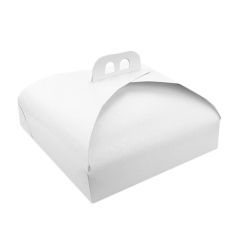 Caja para tarta blanca con asa 33 x 33 x 7 cm