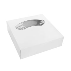 Caja para tarta blanca con ventana pequeña 26 x 26 x 8 cm