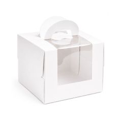 Caja tarta blanca con ventana y asa 20 x 20 cm - Pastkolor
