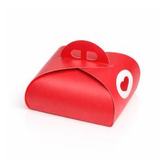 Caja para tarta roja con asa corazón San Valentín 17 x 17 x 9,5 cm