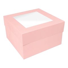 Caja para tarta rosa bebé con ventana 35,5 x 35,5 x 15,2 cm