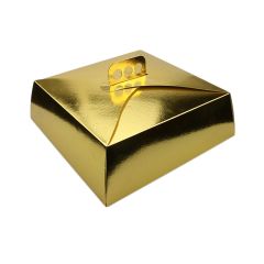 Caja para tarta dorada metalizada con asa 24 x 24 x 10 cm