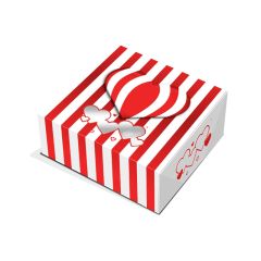 Caja para tarta rayas rojas corazones San Valentín 24 x 24 x 7,5 cm - Pastkolor