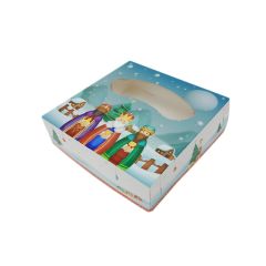 Caja para roscón de Reyes paisaje nevado 23 x 23 x 8 cm