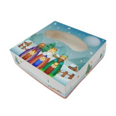 Caja para roscón de Reyes paisaje nevado 33 x 33 x 8 cm