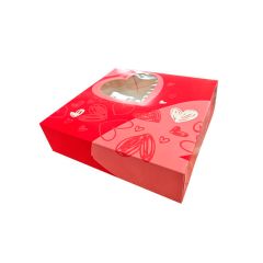 Caja corazones con ventana San Valentín 20 x 20 x 8 cm