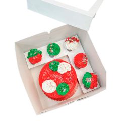 Caja tarta 30 cm + 7 cupcakes con ventana 40 x 40 x 15 cm - Azucren