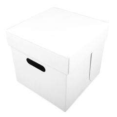 Caja para tarta blanca con tapa y asas 25,5 x 25,5 x 25 cm - Funcakes