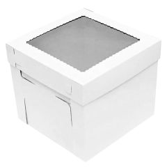 Caja tarta blanca con tapa y ventana 35 x 35 x 15 cm
