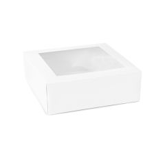 Caja para tarta blanca con ventana 28 x 28 x 9,5 cm