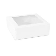 Caja para tarta blanca con ventana 30 x 30 x 9,5 cm