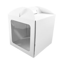 Caja tarta blanca con ventana y asa 25 x 25 x 26 cm