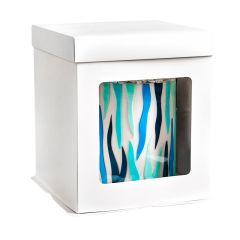 Caja para tarta blanca con ventana, tapa y base 35,5 x 35,5 x 40,5 cm