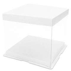 Caja tarta transparente con base y tapa 35 x 35 x 24 cm