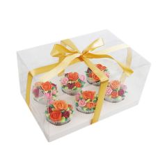 Caja transparente con base, tapa y lazo Crystal 6 cupcakes 27 x 18 x 14 cm - PME