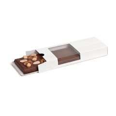 Caja para turrón blanca con bandeja y ventana 20,5 x 8,5 cm