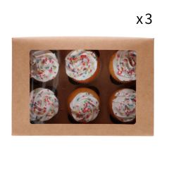 Cajas para 6 cupcakes y 12 mini cupcakes kraft con ventana 24,5 x 16,5 x 9,5 cm (3)