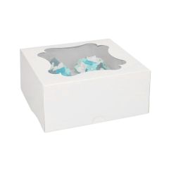 Cajas para 4 cupcakes blancas con ventanas 16,5 x 16,5 x 7 cm (3) - Funcakes