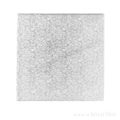 Cake drum cuadrado plateado 20,5 cm, grosor 4 mm