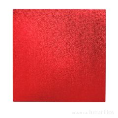 Cake drum cuadrado rojo 25 cm, grosor 12 mm - Decora