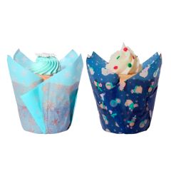 Cápsulas muffins azules muñecos copos de nieve Navidad (24) - PME