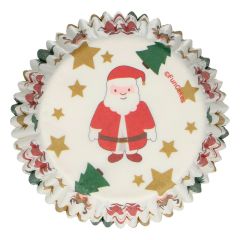 Cápsulas blancas Papá Noel, renos y estrellas Navidad (48) - Funcakes