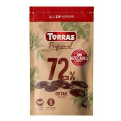 Cobertura de chocolate negro en gotas 1 kilo - Sin azúcar - Torras