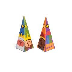 Cono de cartón para gominolas Reyes magos 13,5 cm (1 unidad)