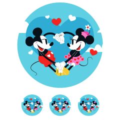 Papel de azúcar de Mickey y Minnie corazón - 20 cm - María Lunarillos