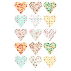 Oblea San Valentín corazones con flores estampadas 5 cm (15) - María Lunarillos