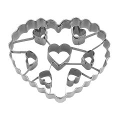 Cortador corazón ondulado con corazones 8 cm - Städter