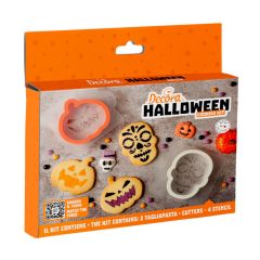 Cortadores calabaza y calavera y stencils monstruos Halloween - Decora