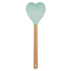 Cuchara de silicona y mango de madera corazón verde 29,5 cm - Miss Étoile