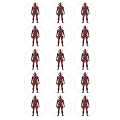 Papel de azúcar de Deadpool (Marvel) - 5 cm (15) - María Lunarillos