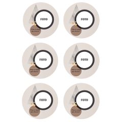 Papel de azúcar - 6 diseños iguales en Círculos de 8 cm Foto y Rótulo Diseño 1 - Impresión personalizada