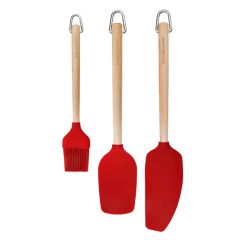 Espátulas y pincel rojos mango madera (3) - Silicona - KitchenAid