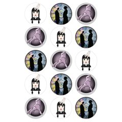 Papel de azúcar familia Addams 5 cm (15) - María Lunarillos
