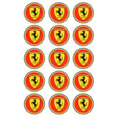 Papel de azúcar Logotipo Ferrari - 5 cm (15) - María Lunarillos