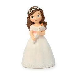 Figura niña de Comunión con vela 13 cm - Mopec
