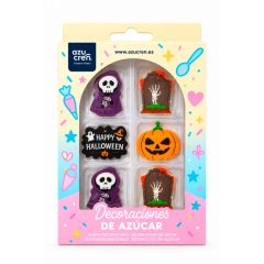 Decoraciones de azúcar calabazas, tumbas y esqueletos de Halloween (8) - Sin gluten - Azucren