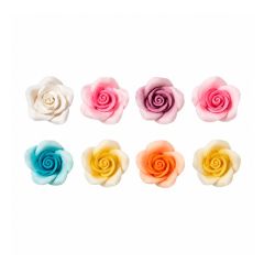 Flores de azúcar rosas de colores 3 cm (8) - Decora