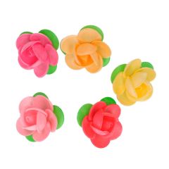 Flores de oblea Camelias de colores 4,5 cm (5) - Funcakes