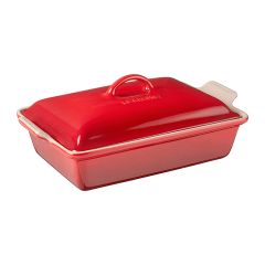 Fuente rectangular con tapa 30 cm Cereza - Cerámica de gres - Le Creuset