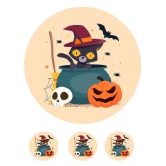 Oblea Gato Halloween - 20 cm - María Lunarillos