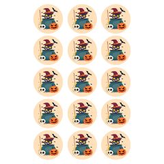 Papel de azúcar Gato Halloween - 5 cm (15) - María Lunarillos